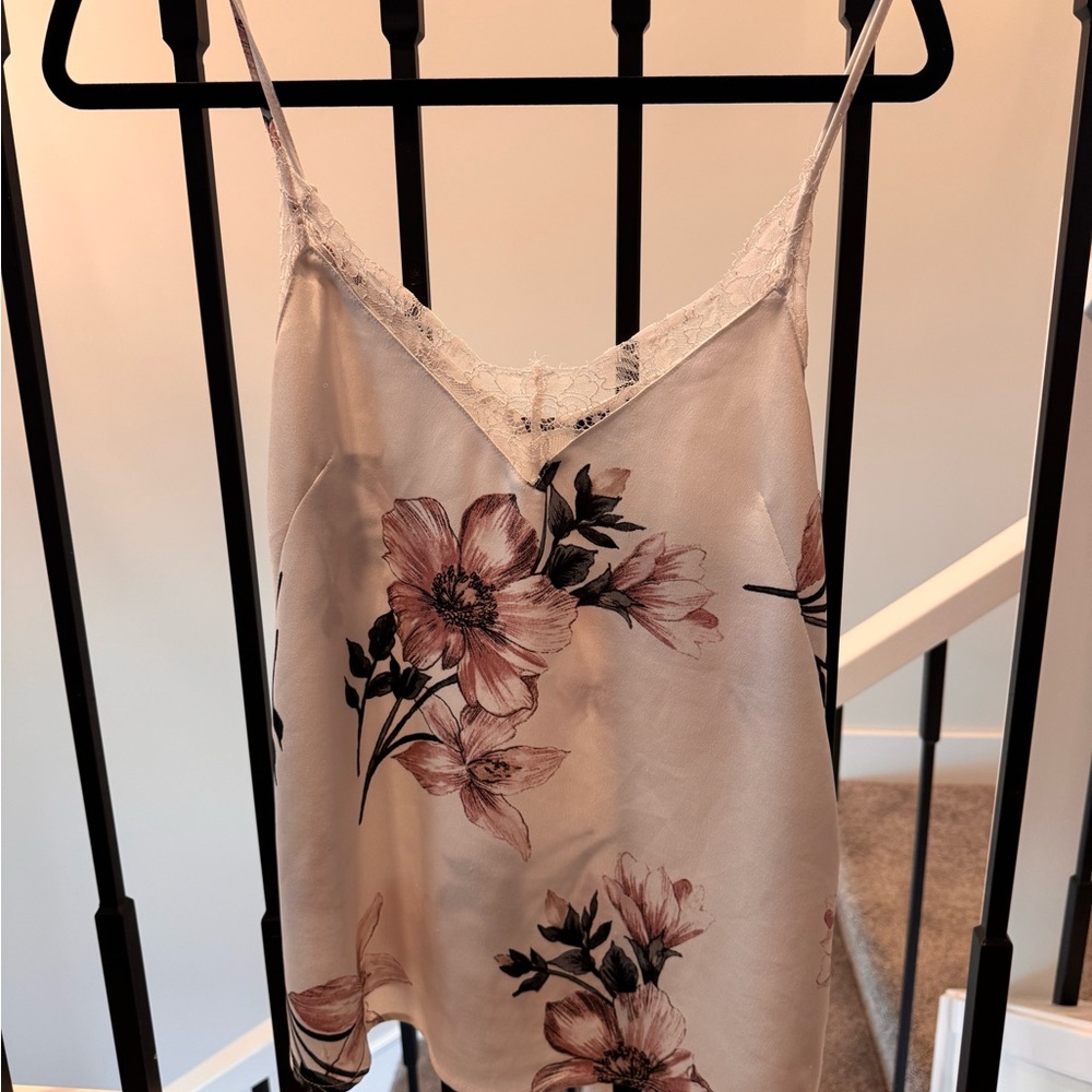 Dynamite Floral Lace Trim Satin Camisole